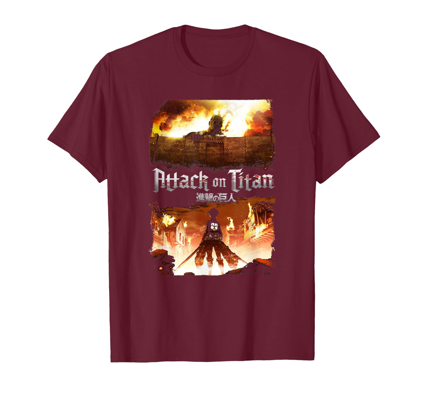 Attack on Titan Key Art Flaming Attack Scene AOT Anime T-Shirt