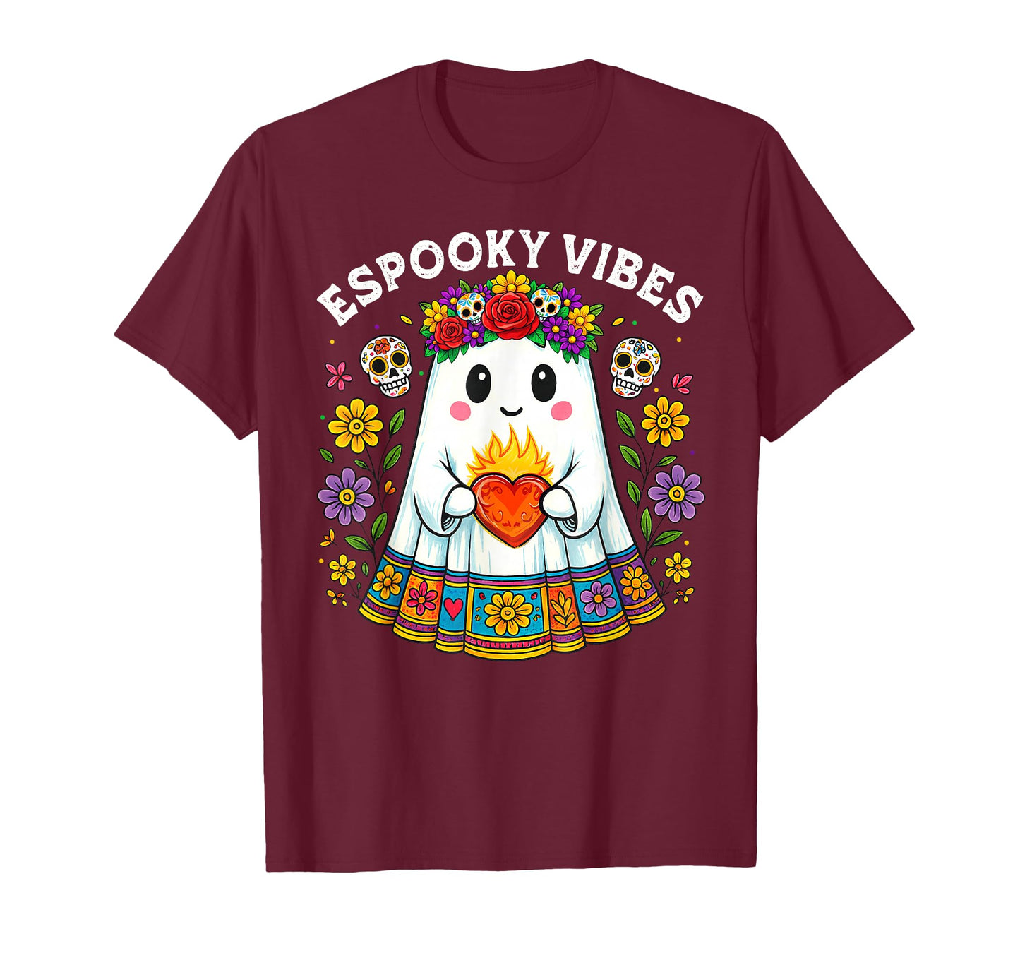 Halloween Ghost Mexican Concha Spooky Mama Espooky Vibes T-Shirt