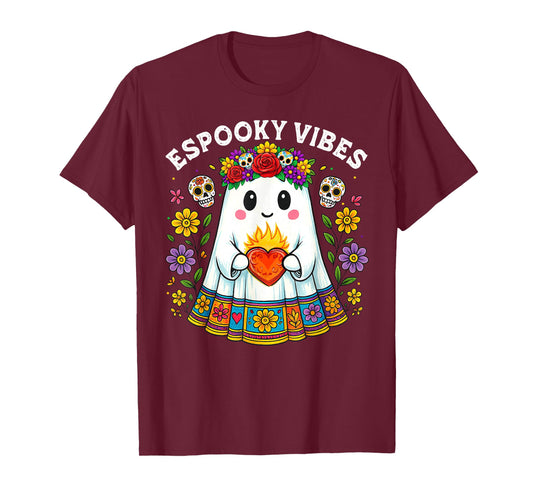 Halloween Ghost Mexican Concha Spooky Mama Espooky Vibes T-Shirt