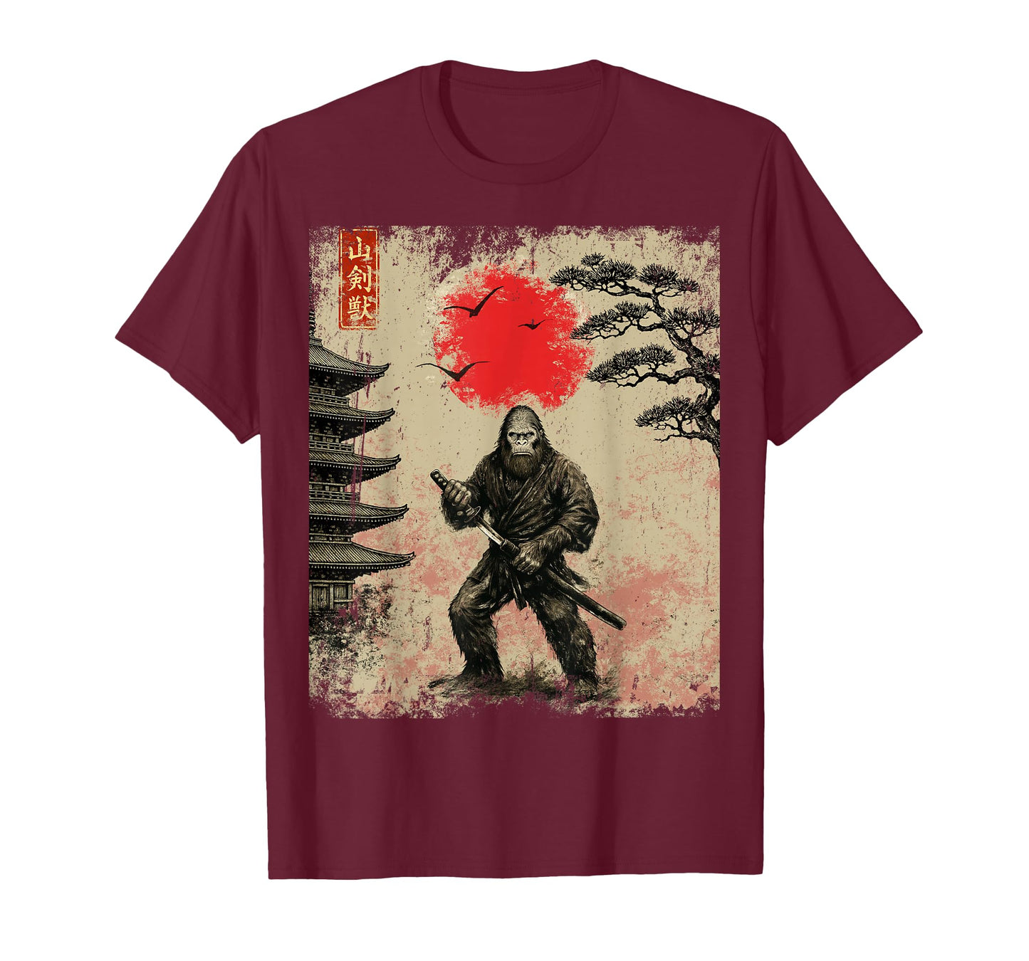 Funny Samurai Bigfoot Japanese Art Graphic Tee Anime Gifts T-Shirt