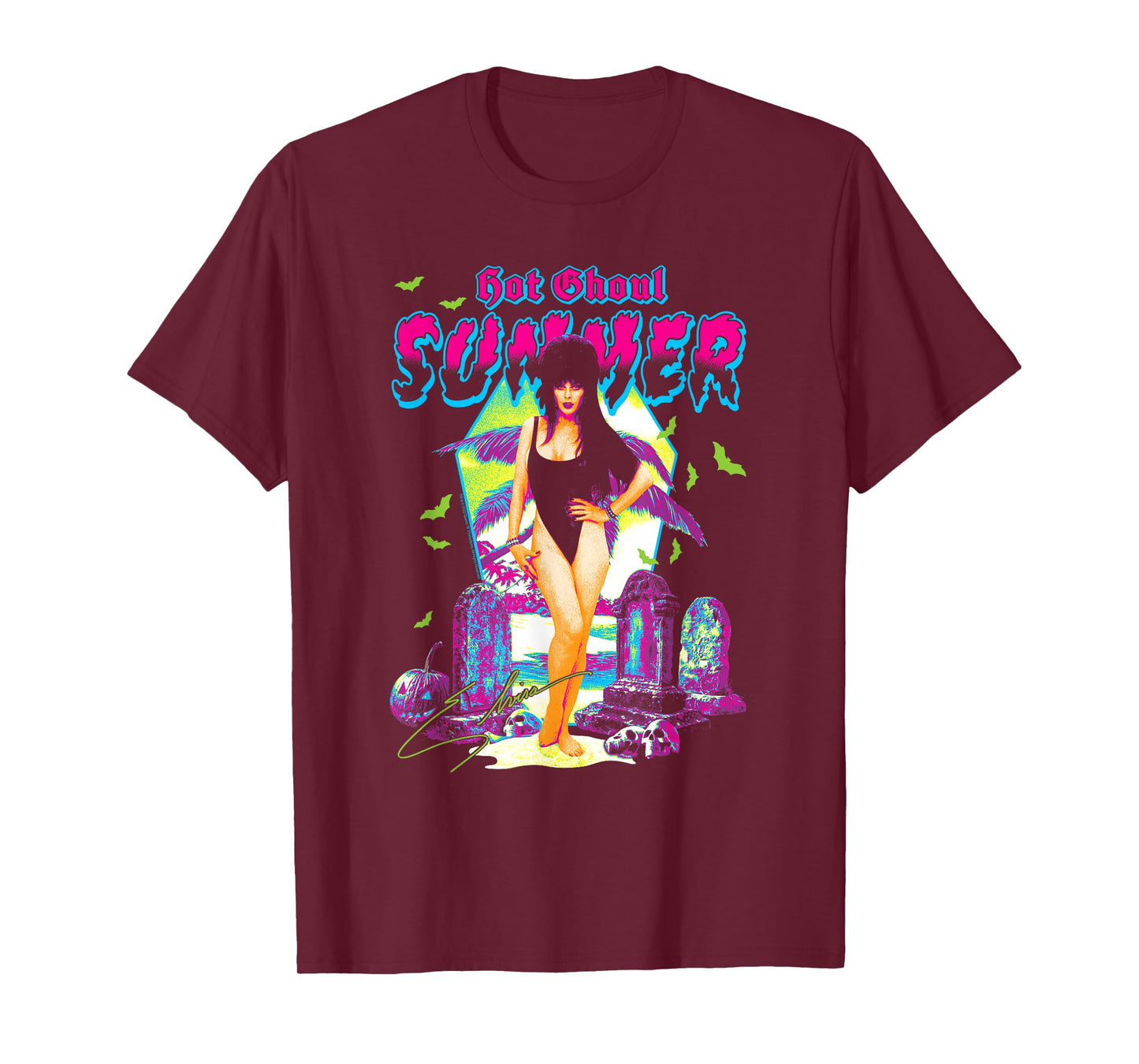 Elvira Hot Ghoul Summer Retro Neon Colors Goth Summerween T-Shirt