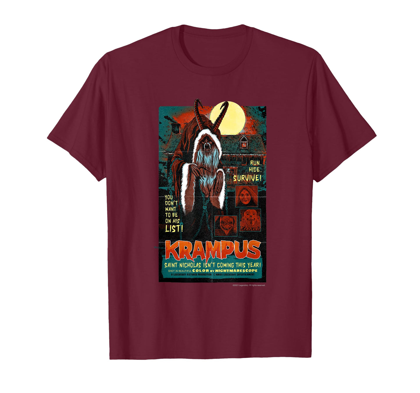 Krampus – Run! Hide! Survive! Retro Poster T-Shirt