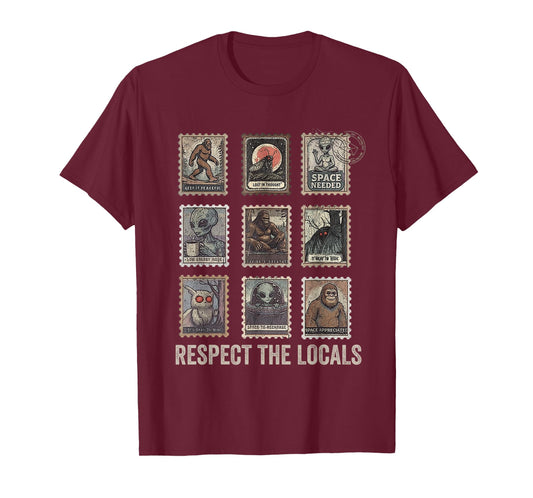 Respect The Locals Cryptids Folklure Mothman Bigfoot Alien T-Shirt