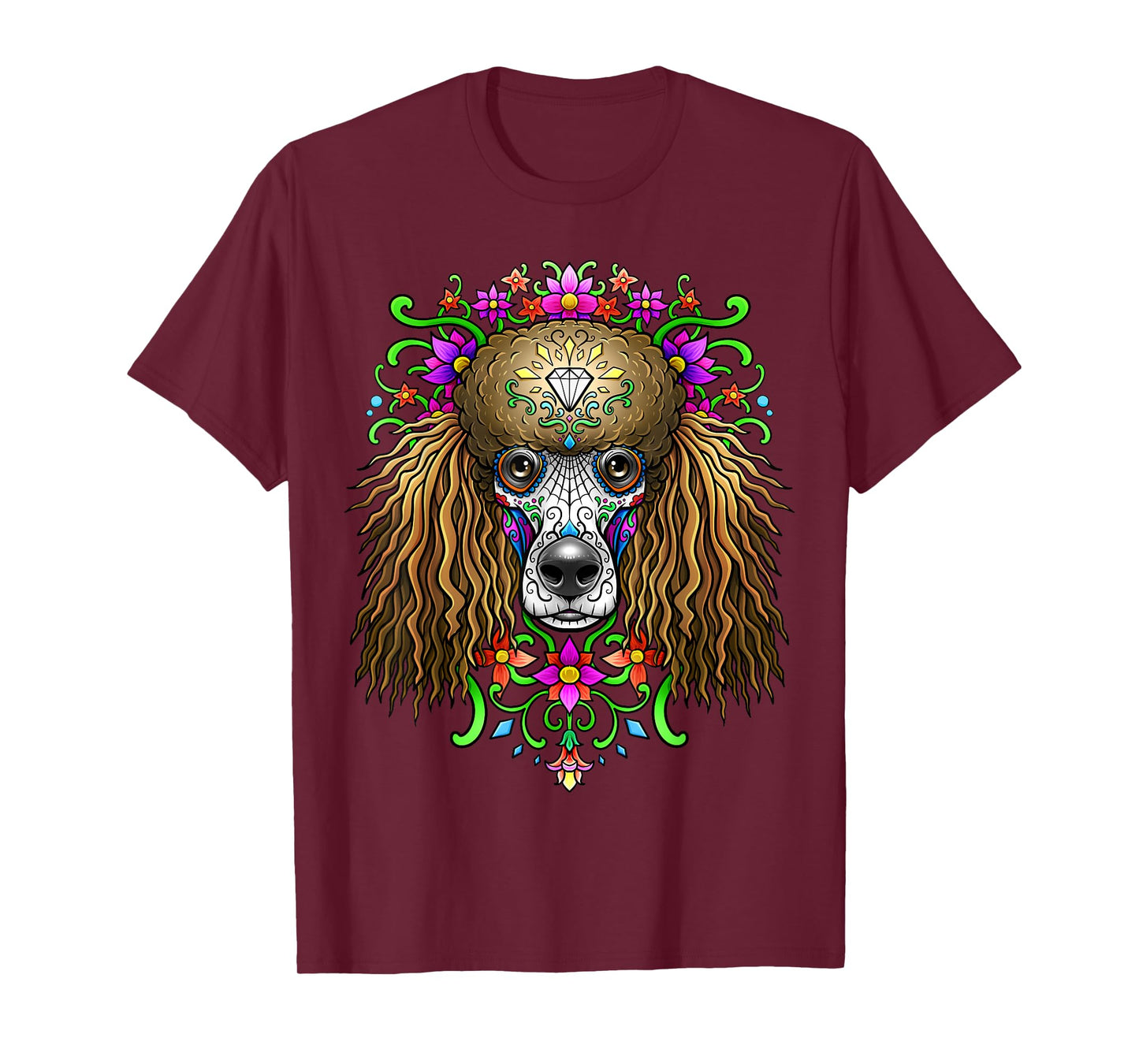 Poodle Day of the Dead Dia De Los Muertos Dog Sugar Skull T-Shirt