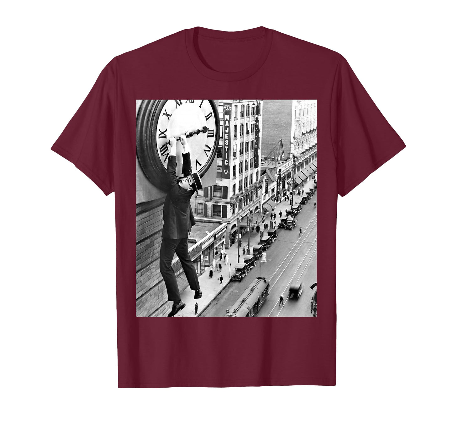 Harold LLoyd Hanging from a clock, silent movie Safety Last T-Shirt