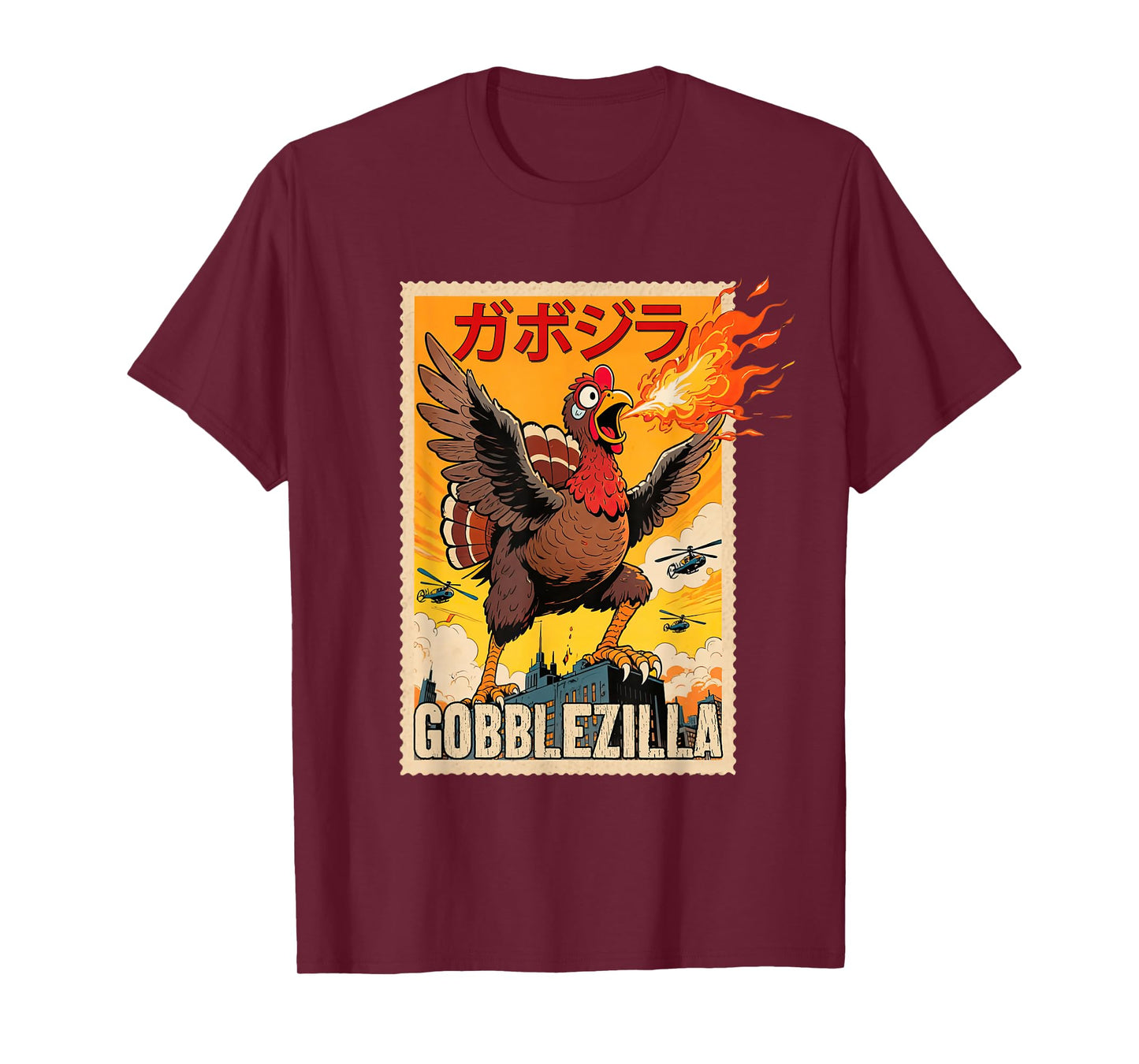 Gobblezilla Thanksgiving Turkey Gobble Japanese Anime Autumn T-Shirt