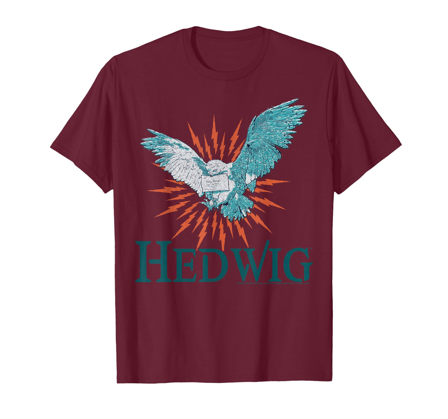 Harry Potter Official Hedwig Portrait T-Shirt - Men's Unisex Adult Black Short Sleeve Graphic Crew Neck Applique T-Shirt - Small