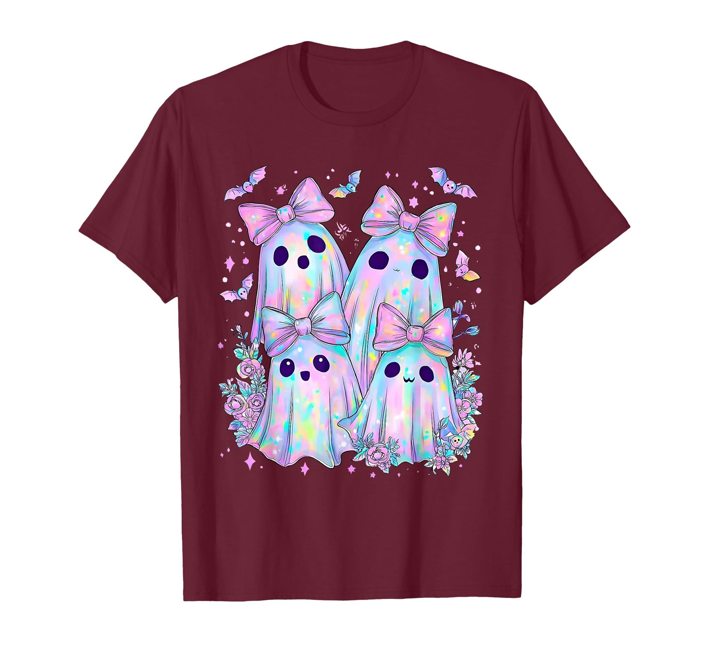 Halloween Funny Ghost Coquette Bow Spooky Season Wildflower T-Shirt