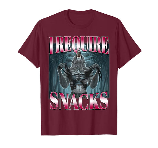 Alpha Wolf I Require Snacks Cringe Brainrot Unhinged Meme T-Shirt