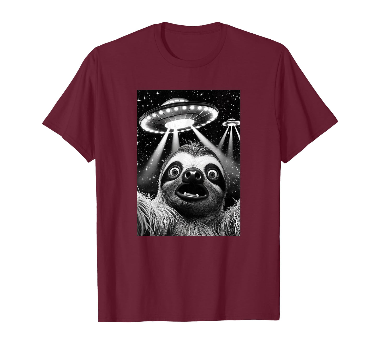 Sloth UFO | Funny Invasion Meme Retro Alien Sloth UFO Selfie T-Shirt