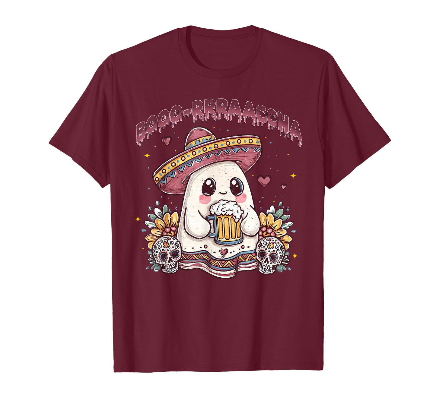 Boo-Racha Halloween Mexican Ghost Boo Borracha Men Women T-Shirt