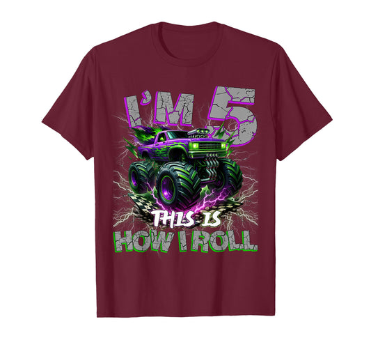 Im 5 Years Olds Monster Truck 5th Birthday Boy Gifts Outfit T-Shirt