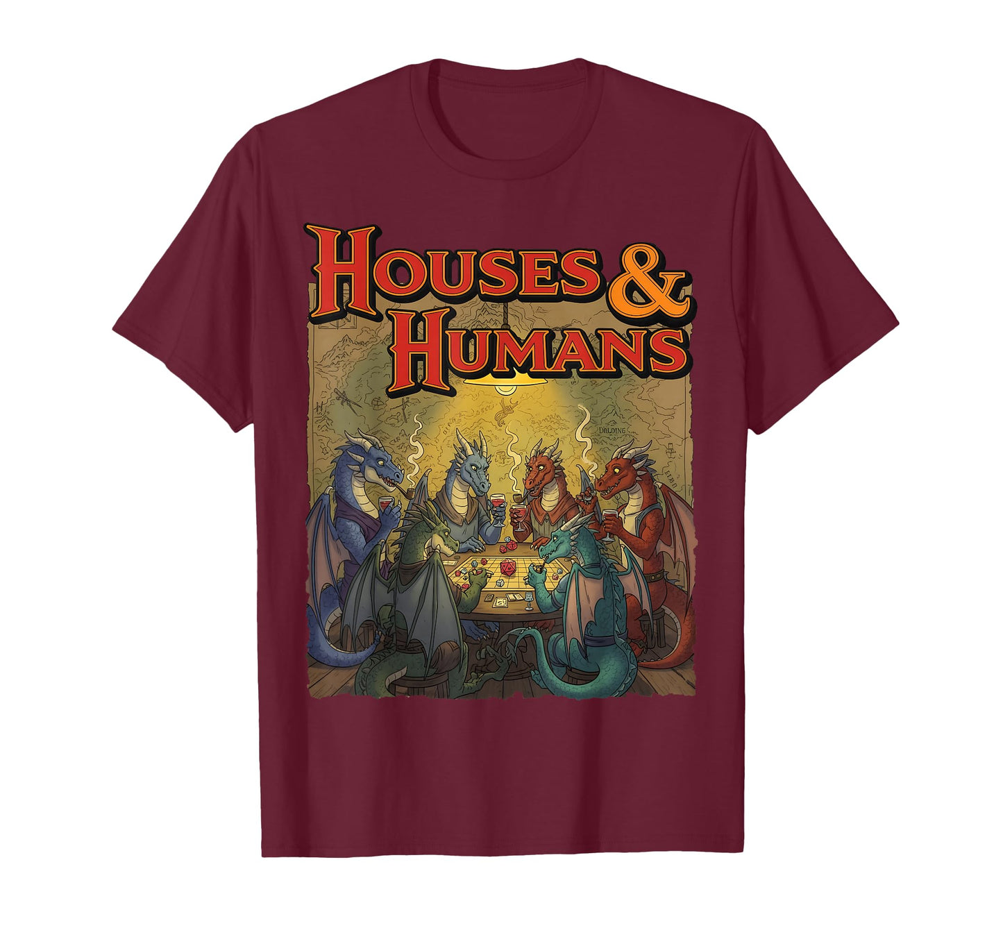 Gaming Houses Humans Funny Rpg Parody Gamer Men Boys Kids T-Shirt
