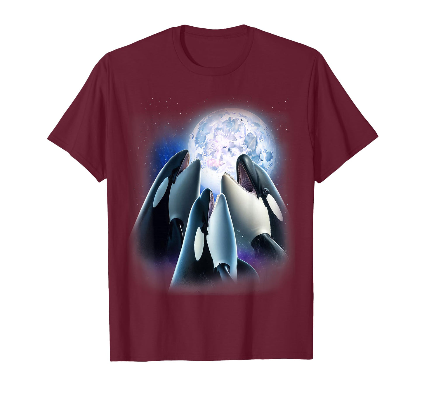 3 Orcas Howling At The Moon Funny Killer Whale Orca Lover T-Shirt