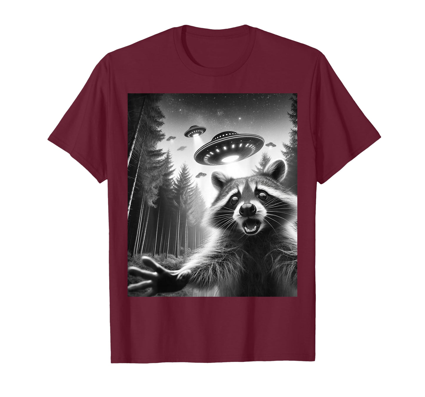 Alien UFO Raccoon Selfie Funny Raccoon With UFO T-Shirt