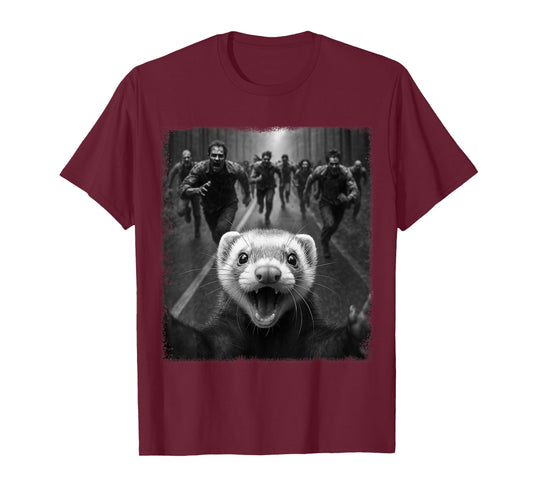 Funny Spooky Ferret Selfie With Creepy Halloween Zombies T-Shirt