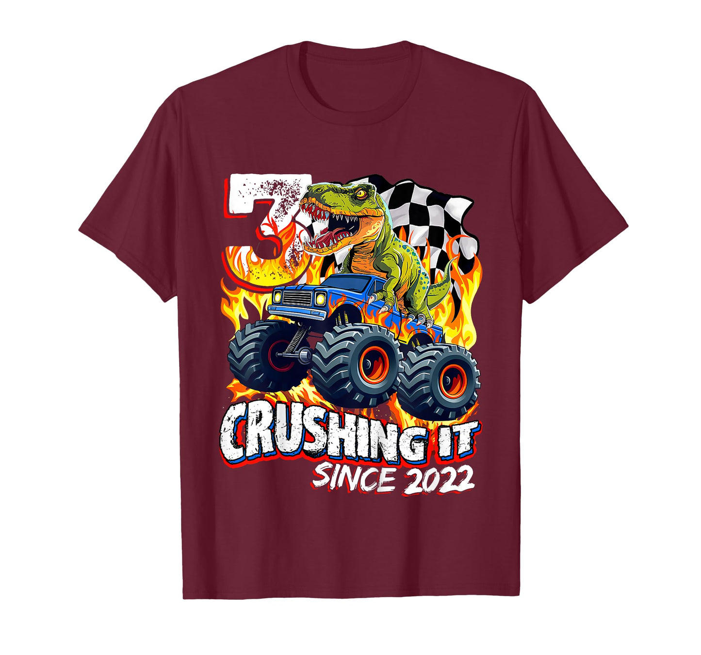 Kids Trex Dinosaur 3rd Birthday Boy 3yr Monster Truck 3 Year Old T-Shirt