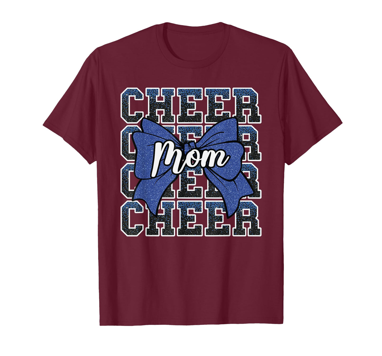 Cheer Mom Mama Bow Sport Cheerleader Cheerleading Blue T-Shirt