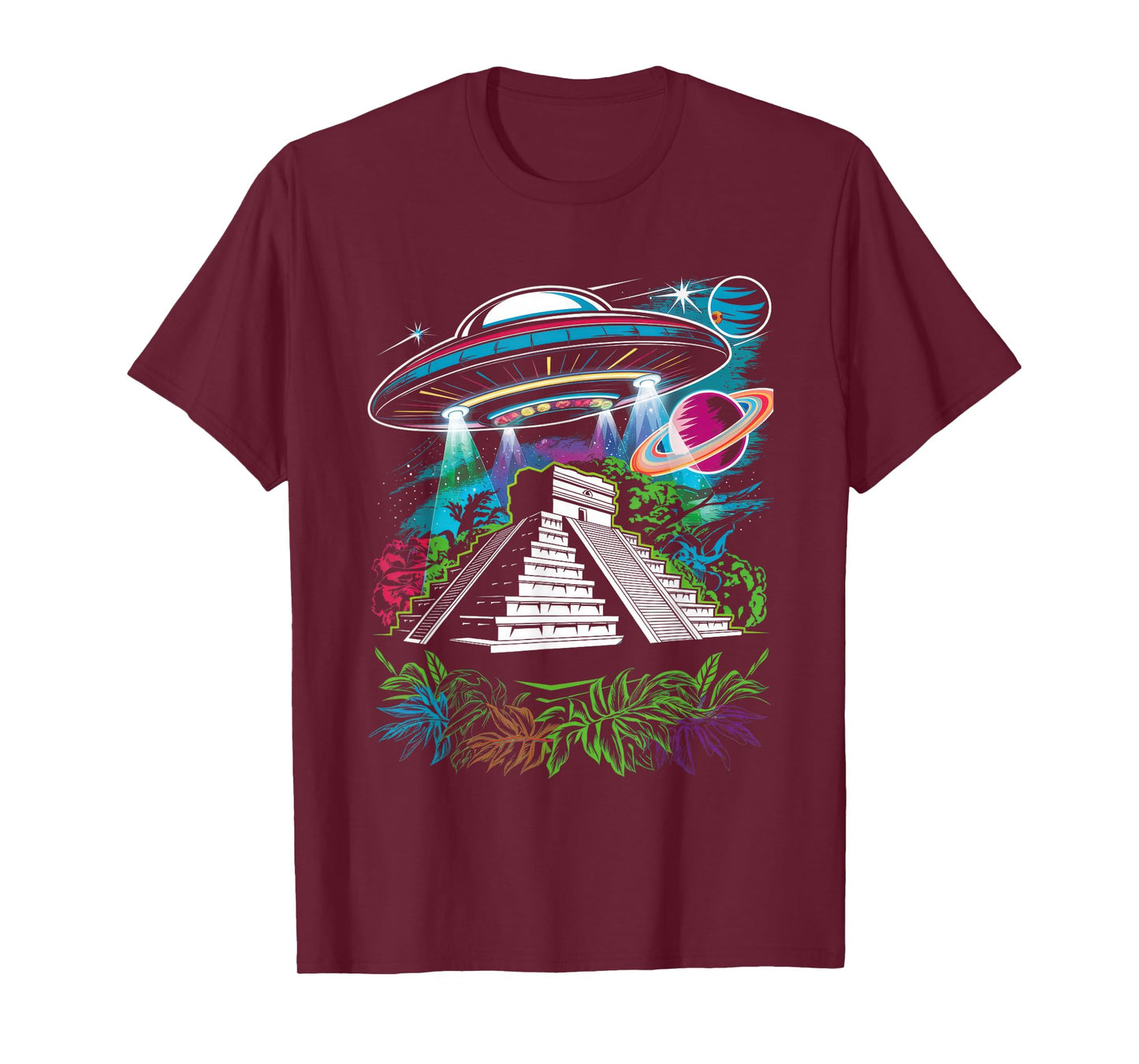 UFO Ancient Alien Pyramid South America Jungle T-Shirt