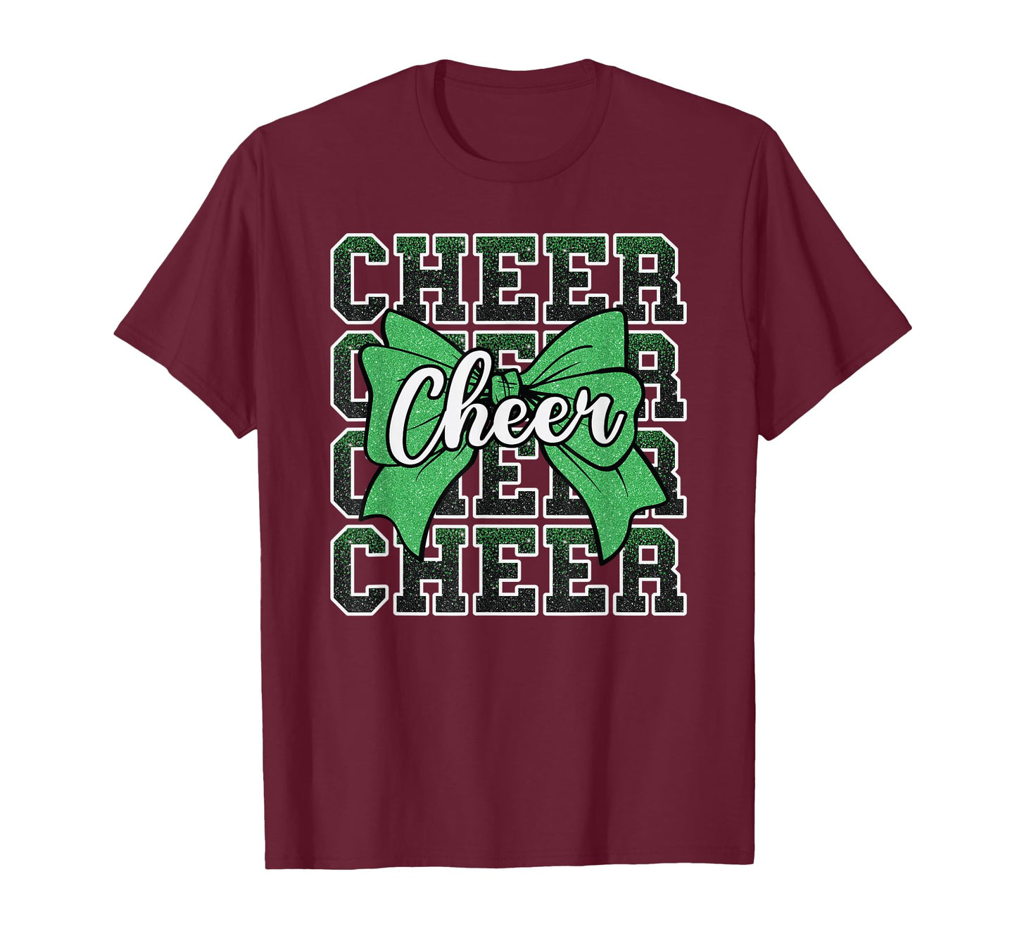 Coquette Cheer Bow Sport Cheerleader Cheerleading Green T-Shirt