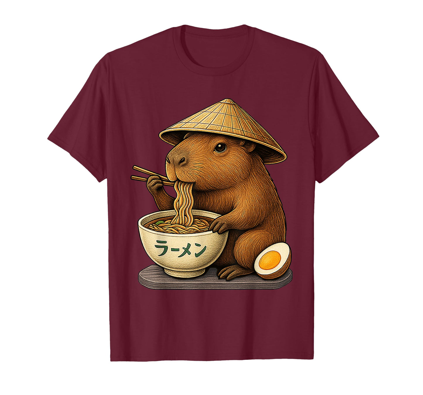Capybara Eating Japanese Ramen Kawaii Anime tee Funny Kids T-Shirt