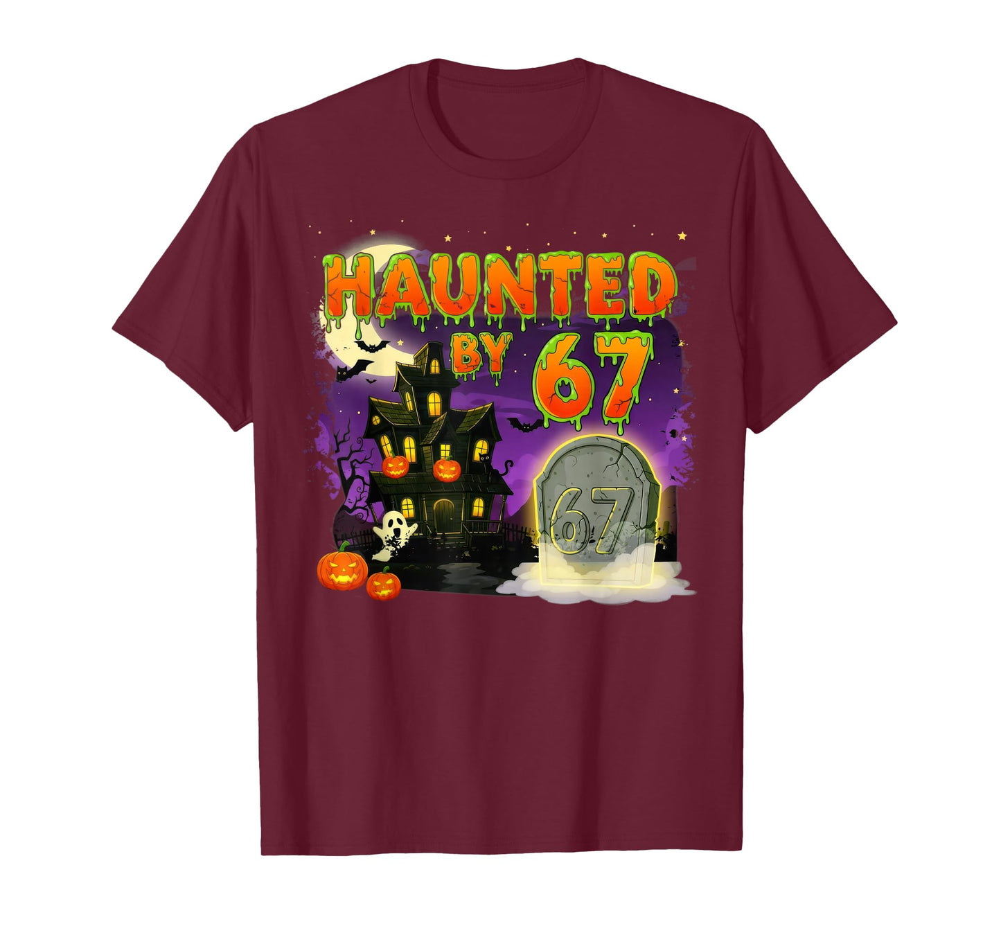 Haunted by 67 – Funny Ghost and Pumpkin Halloween Costume T-Shirt