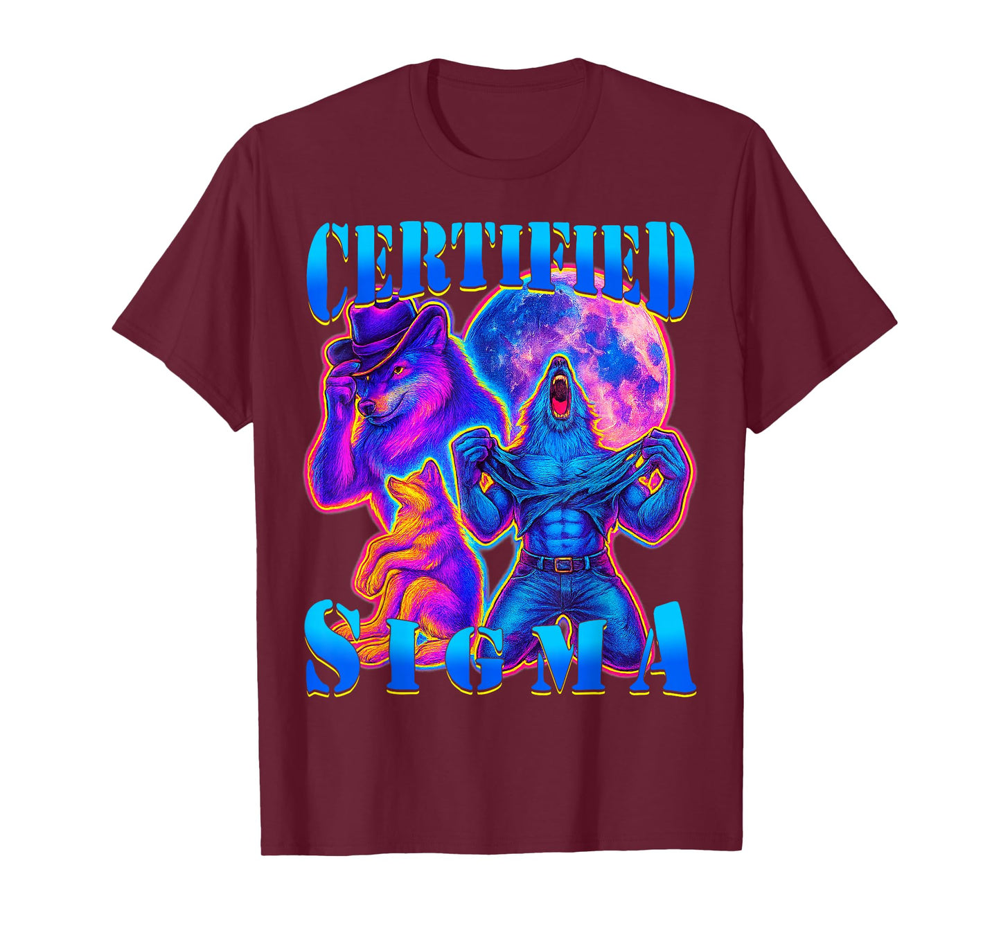 Certified Sigma Wolf Funny Meme Alpha Grindset Retro Bootleg T-Shirt