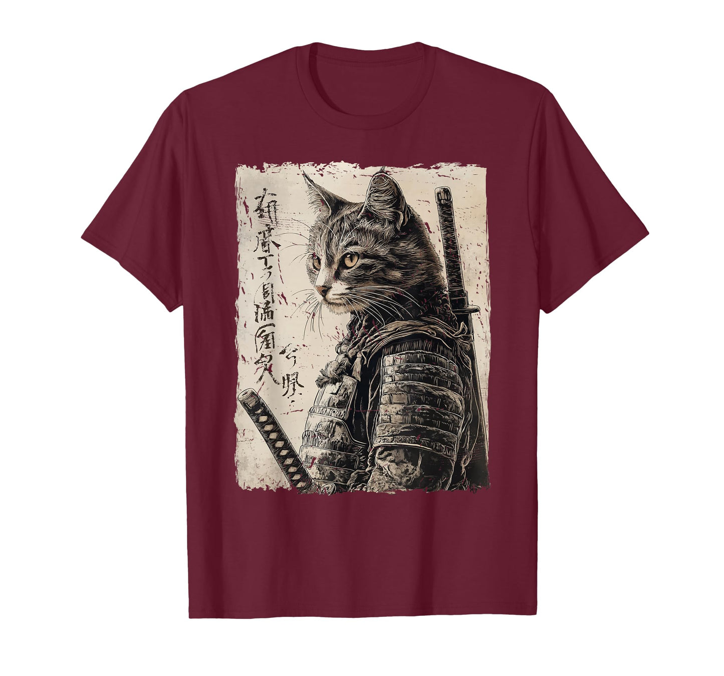 Samurai Cat Warrior Japanese Ukiyo-e Artwork Cat Samurai T-Shirt
