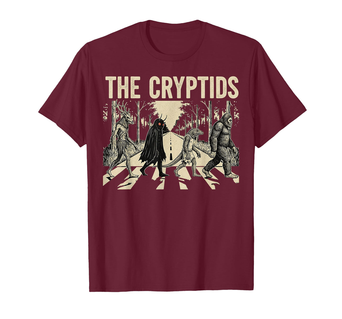The Cryptids Funny Bigfoot Mothman Monster Halloween Graphic T-Shirt