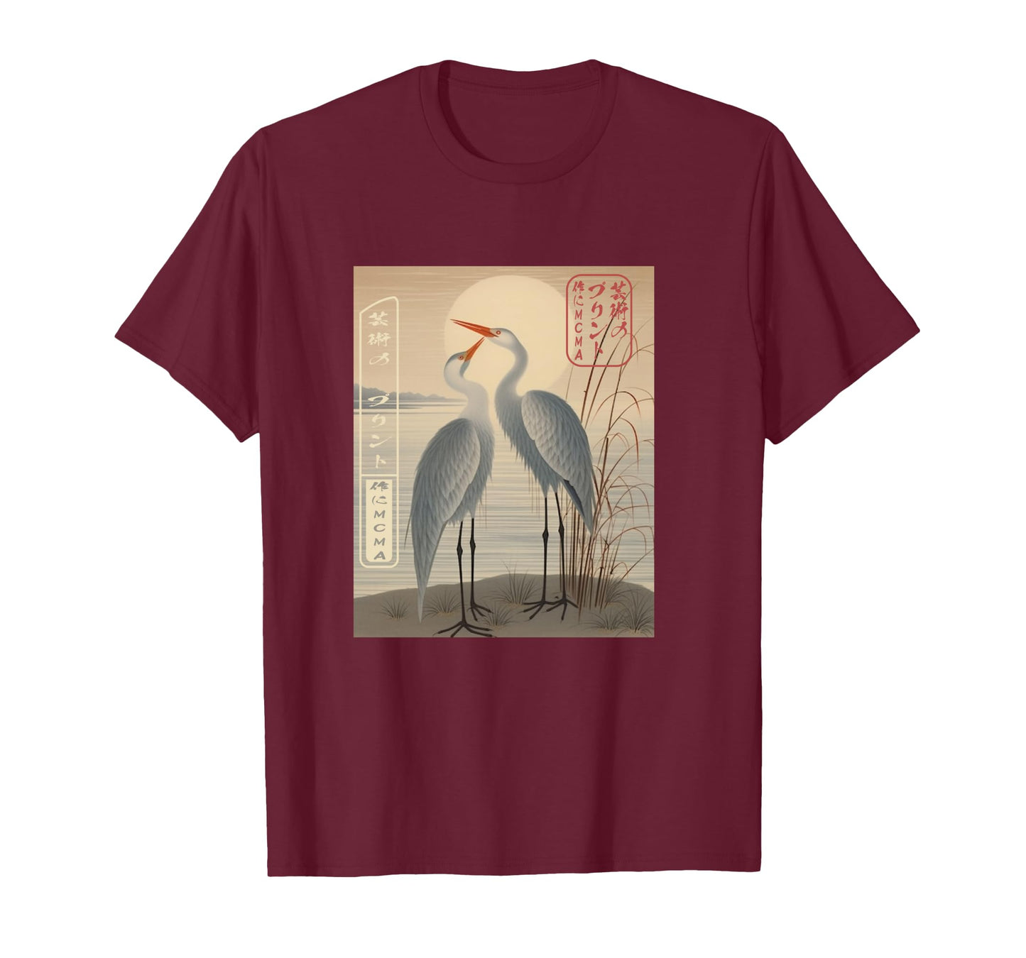 Cranes of Tradition Ukiyo-e Japanese Long Sleeve T-Shirt