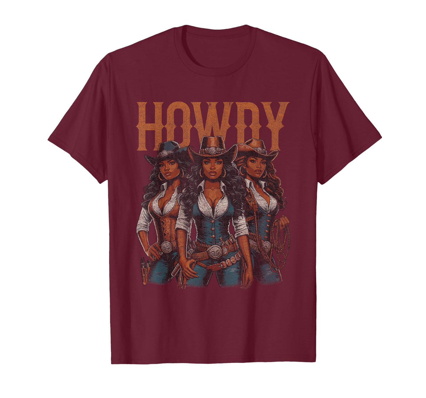 Black African American Cowgirl Western Texas Rodeo Howdy T-Shirt