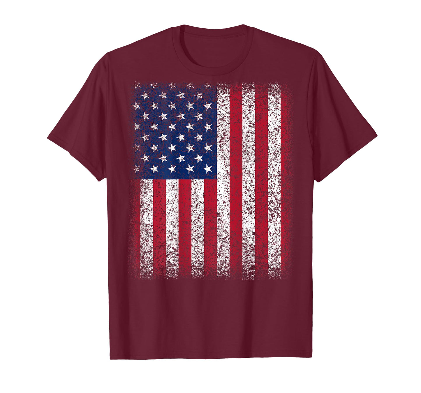 (Art on Back) American Flag Patriotic Red White Blue T-Shirt