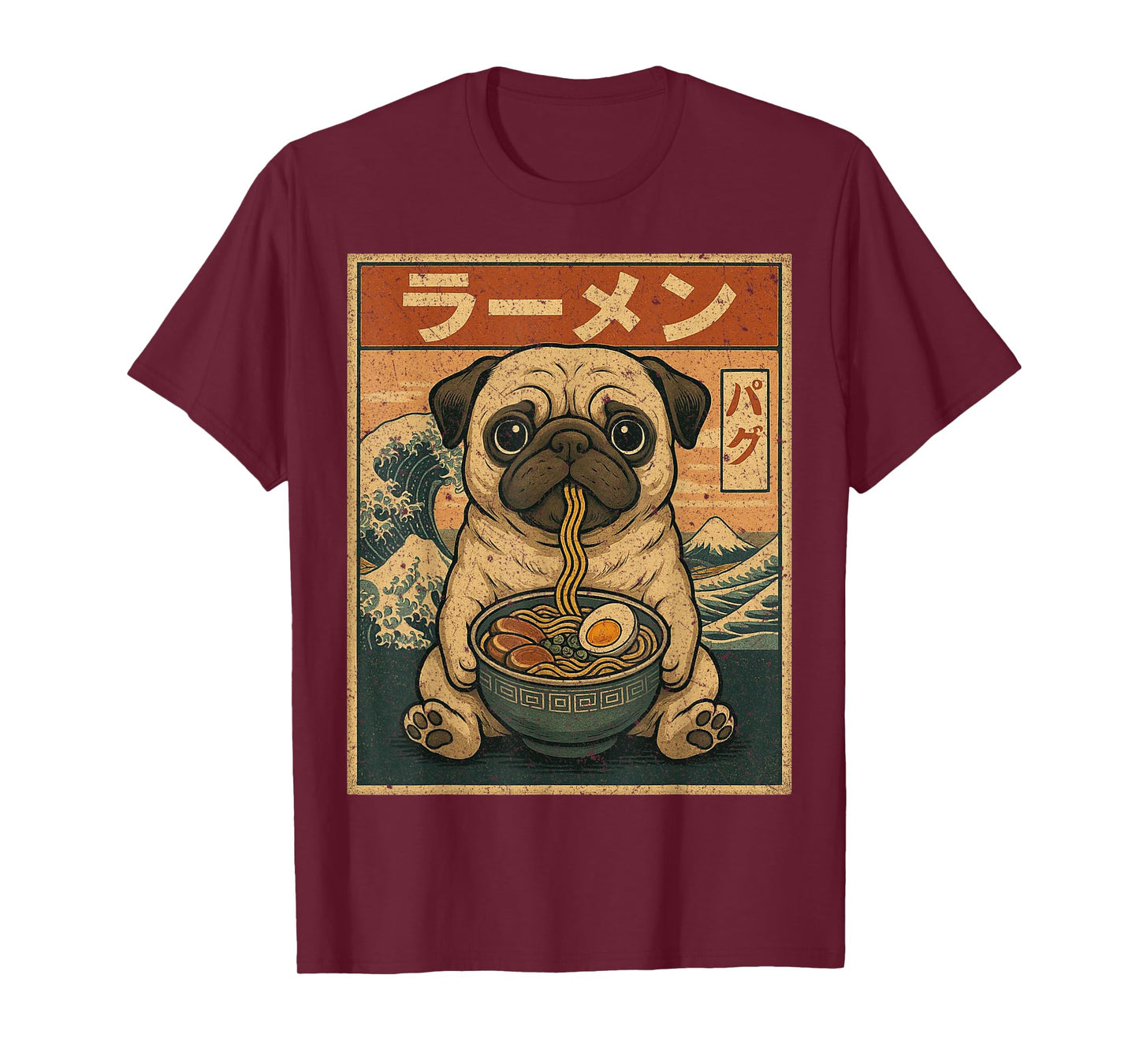 Funny Kawaii Ramen Pug Japanese Noodles Pug Eating Ramen T-Shirt