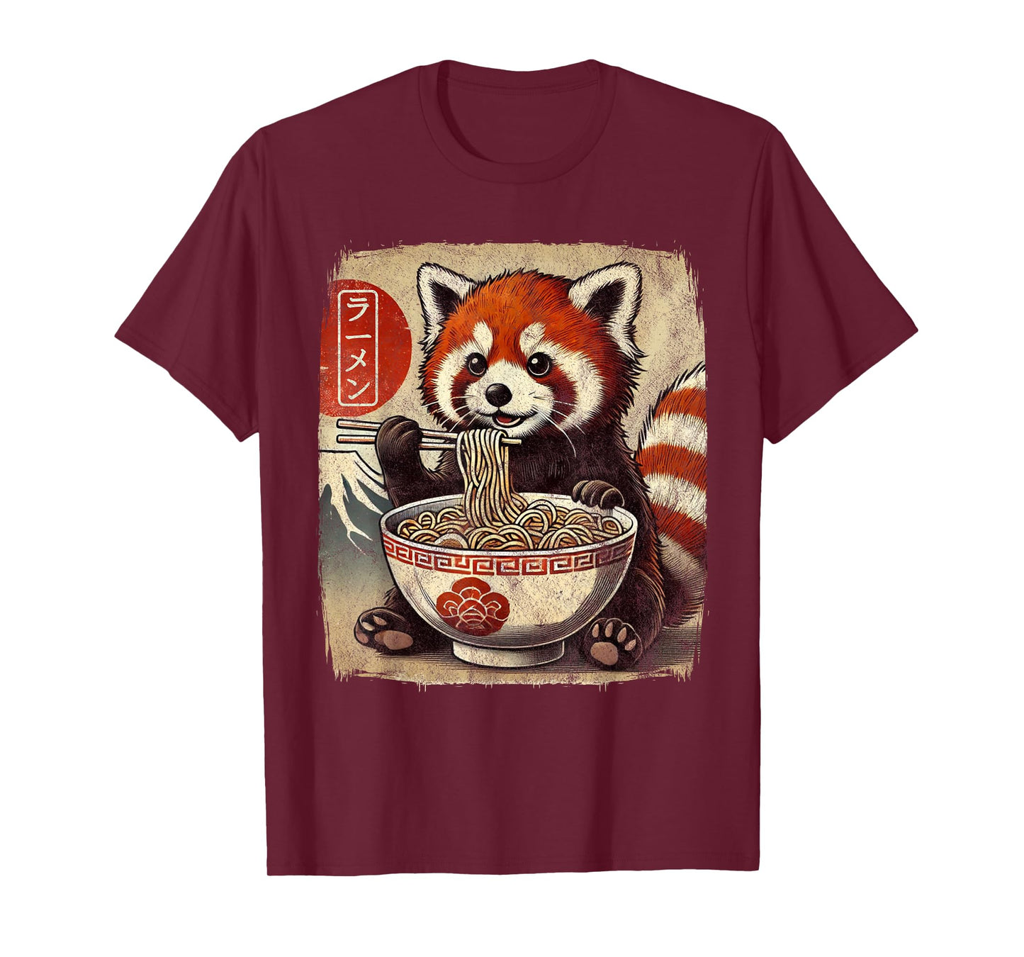 Red Panda Ramen Bowl Japanese Anime Kawaii Food Graphic T-Shirt