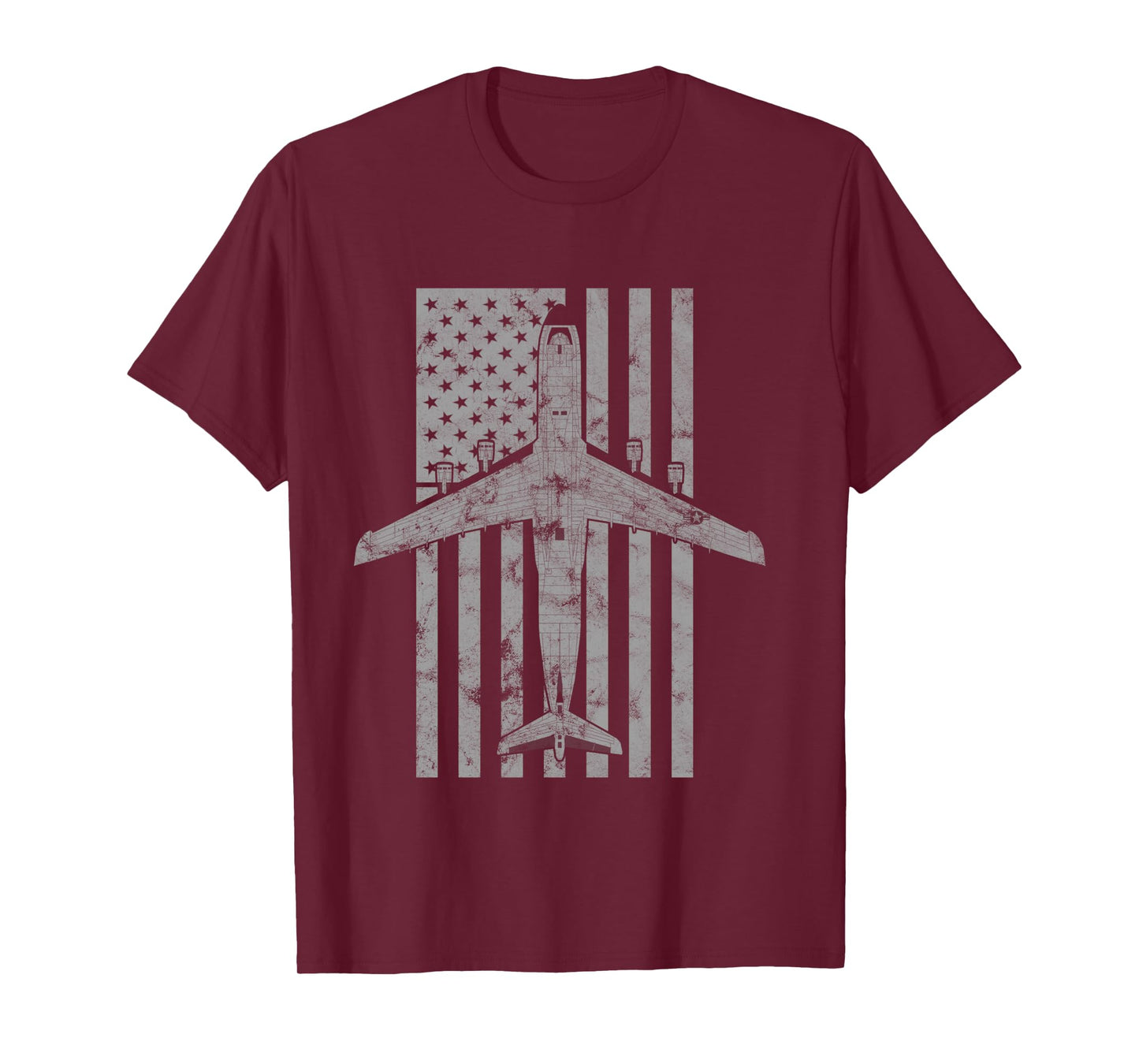 C-5 Galaxy Military Transport Airplane Vintage Flag T-shirt