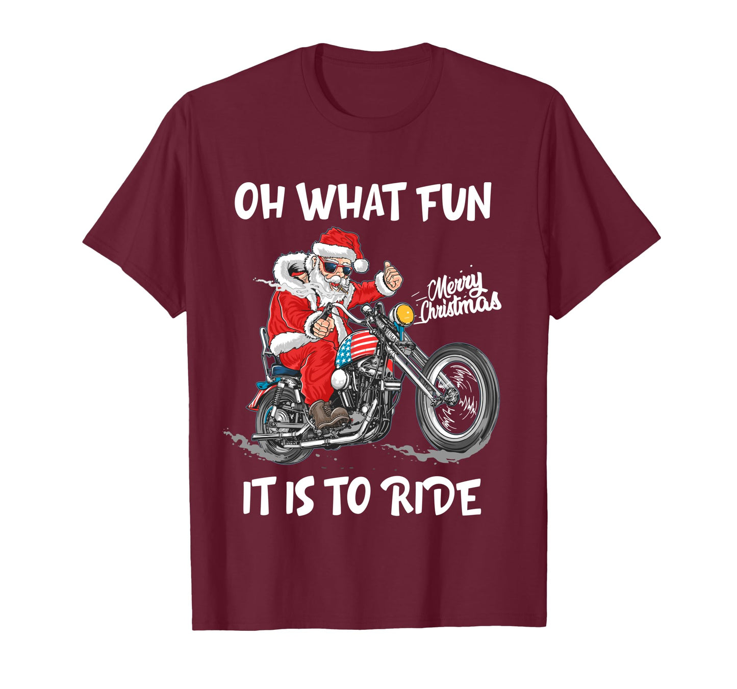 Biker Santa Motorcycle Fan Merry Christmas Xmas Holidays Long Sleeve T-Shirt