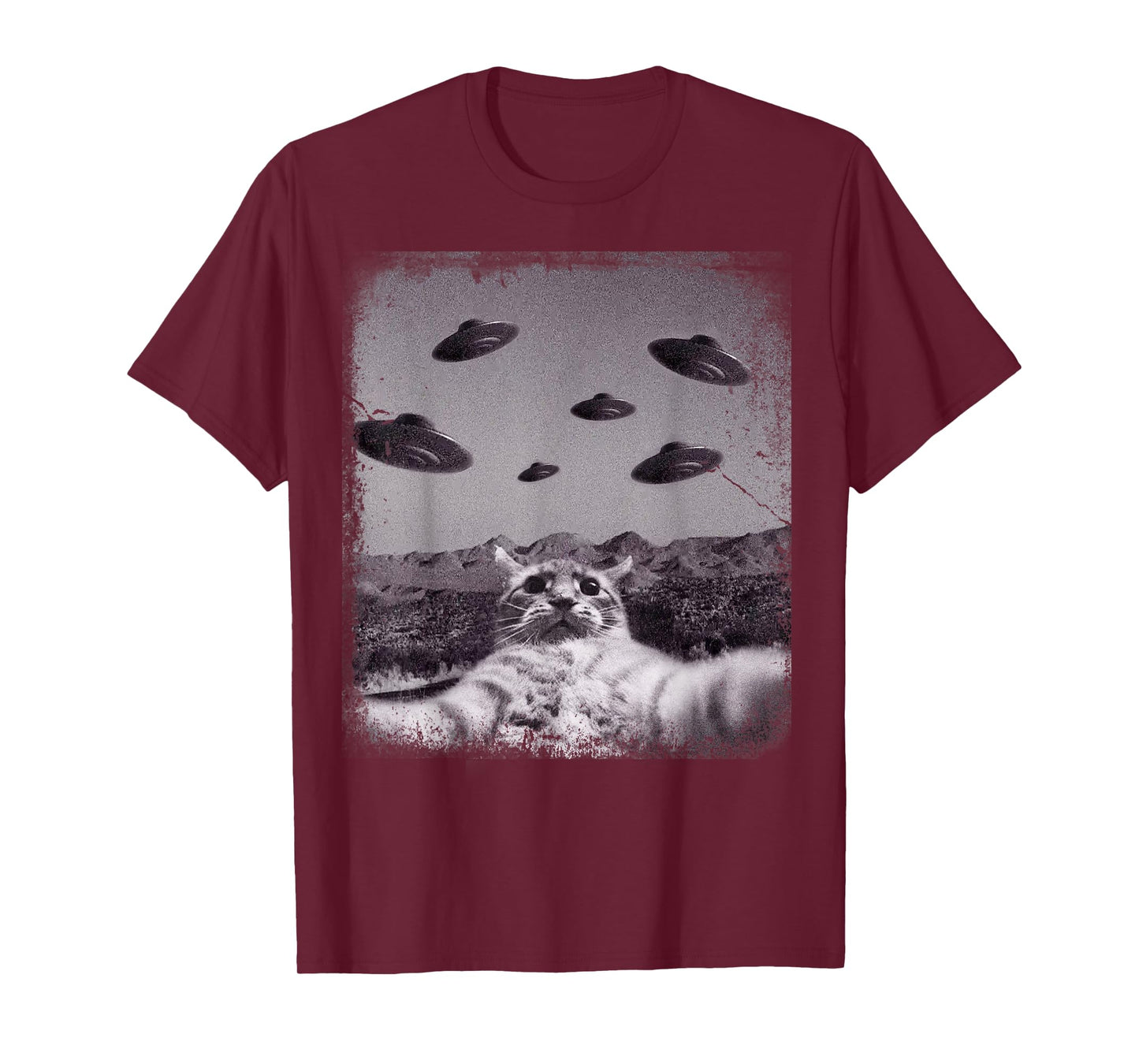 Alien UFO Cat Meme T-Shirt for Men Women Kids