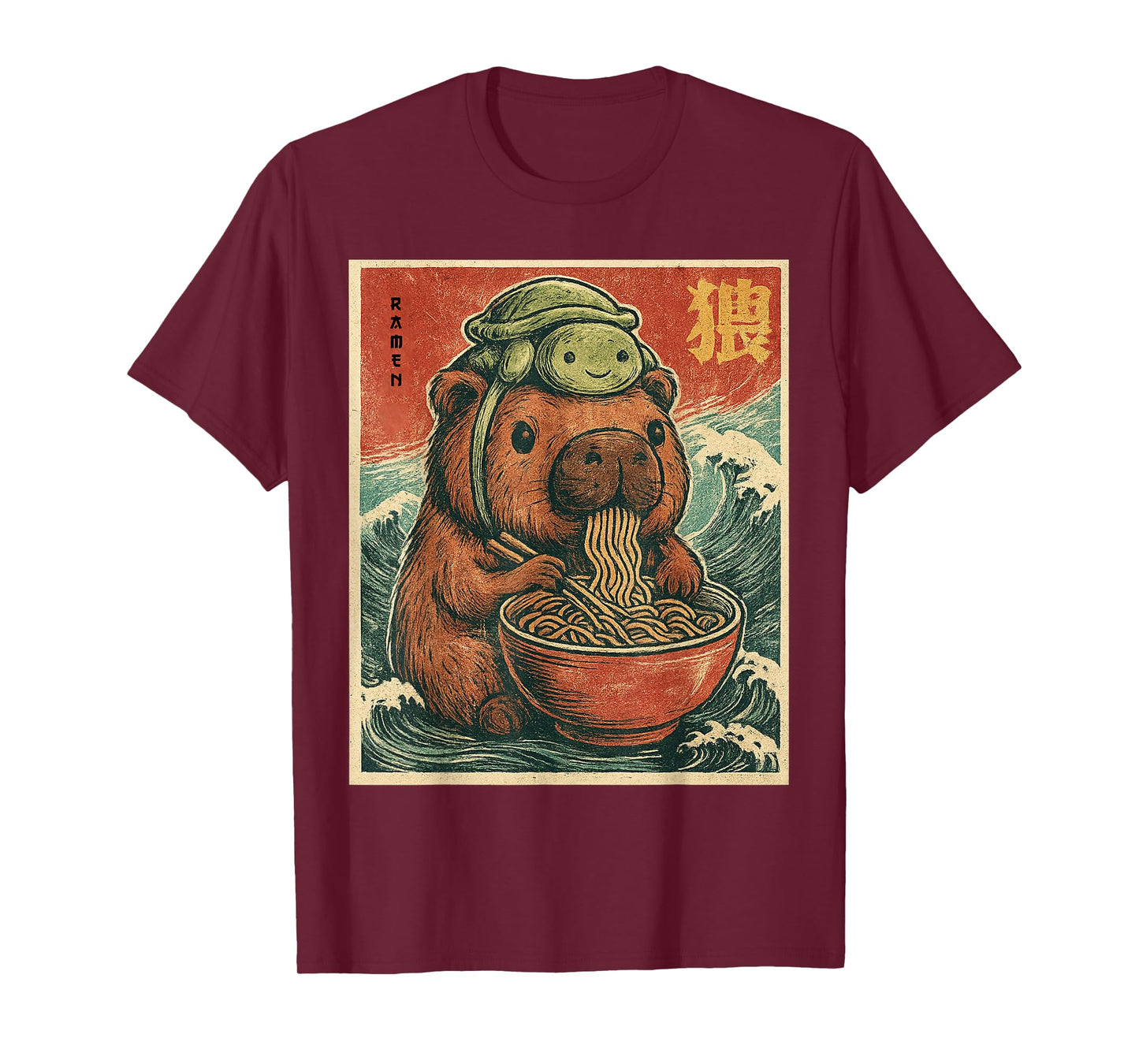 Capybara Anime Ramen Turtle Funny Graphic Kawaii Capibara T-Shirt