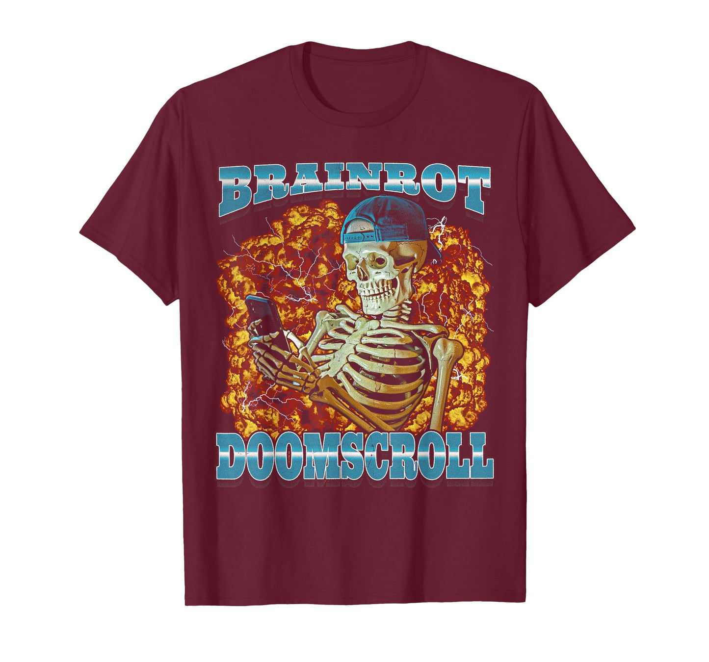Skeleton Meme Funny Men Women Brainrot Bootleg Graphic T-Shirt