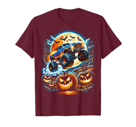 Halloween Monster Truck Jack O Lantern Boy Trick Treat T-Shirt
