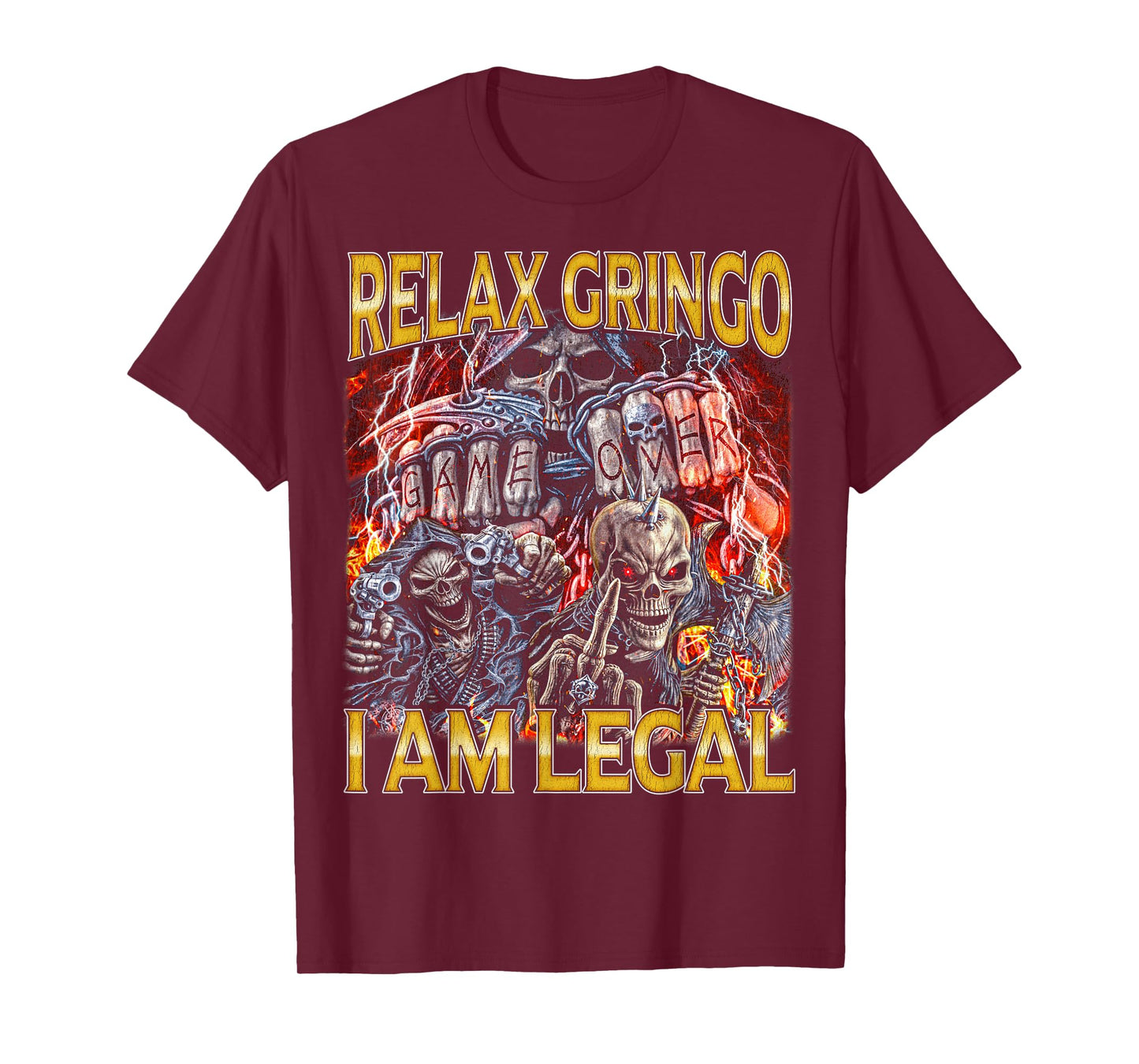 Relax Gringo Edgy Skeleton Bootleg Hard Skeleton Meme T-Shirt