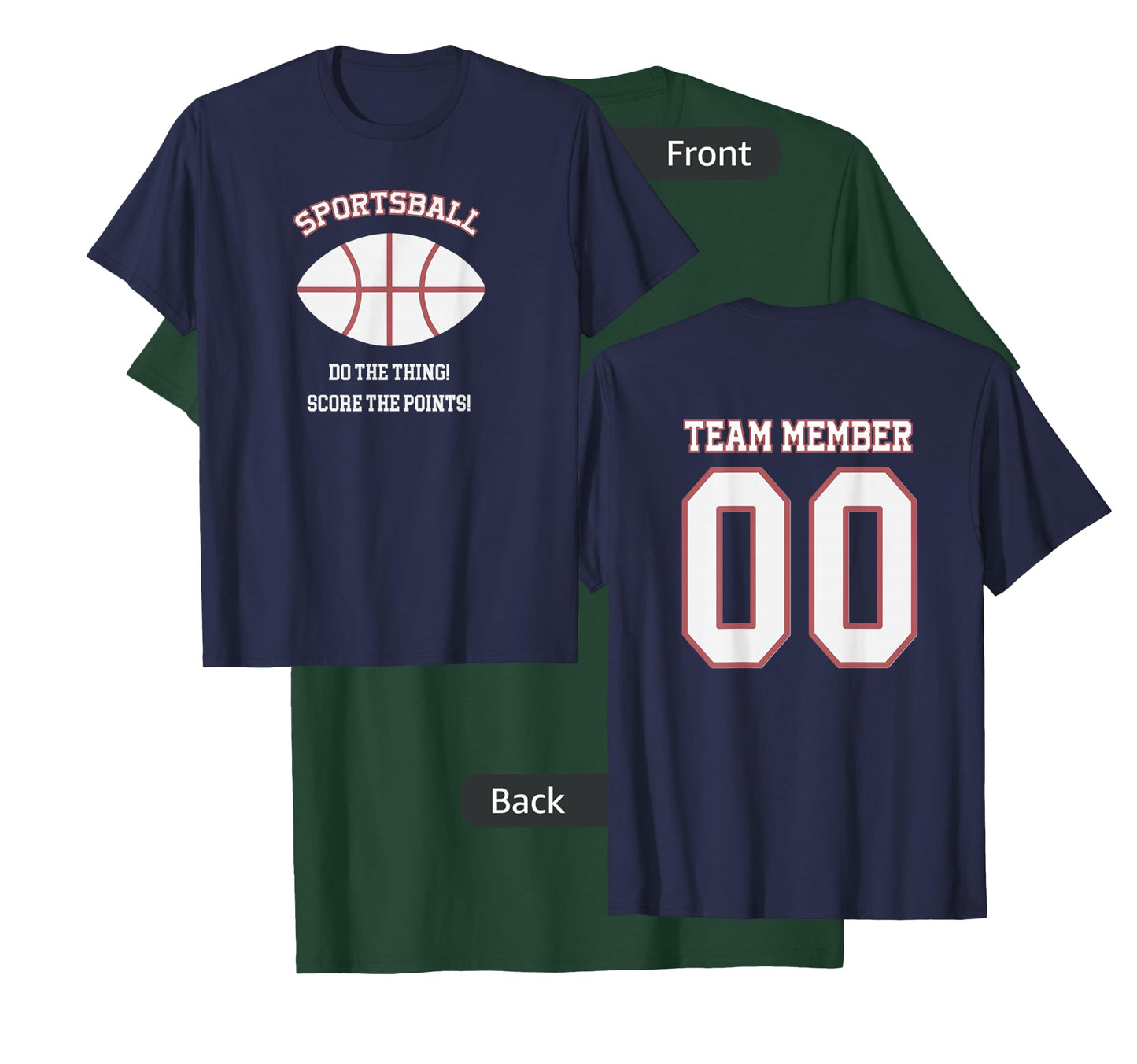 SPORTSBALL 2 Sided Jersey Style Baseball Football Basketball T-Shirt