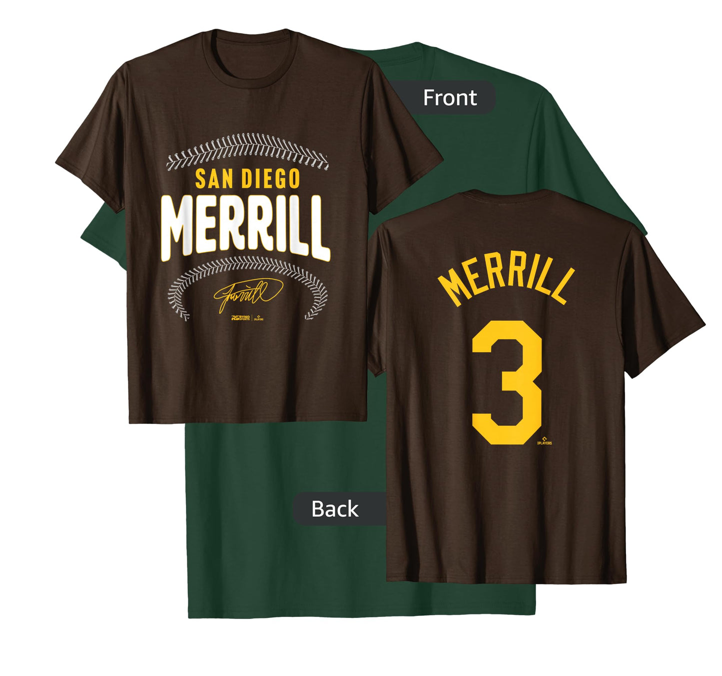 Jackson Merrill San Diego Name & Number (Front&Back) MLBPA T-Shirt