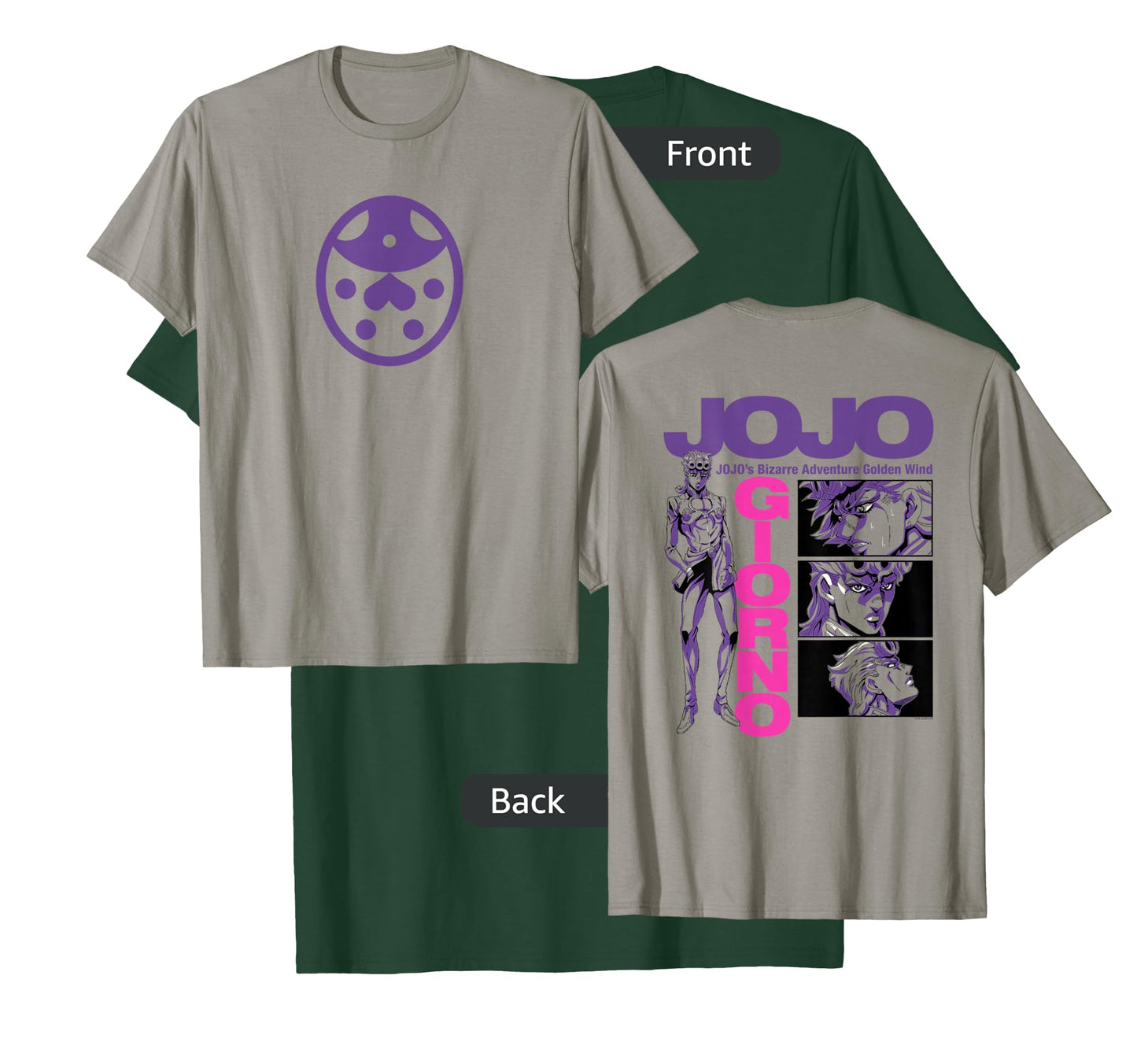 JoJo Golden Wind Giorno's Ladybug Brooch Front and Back T-Shirt