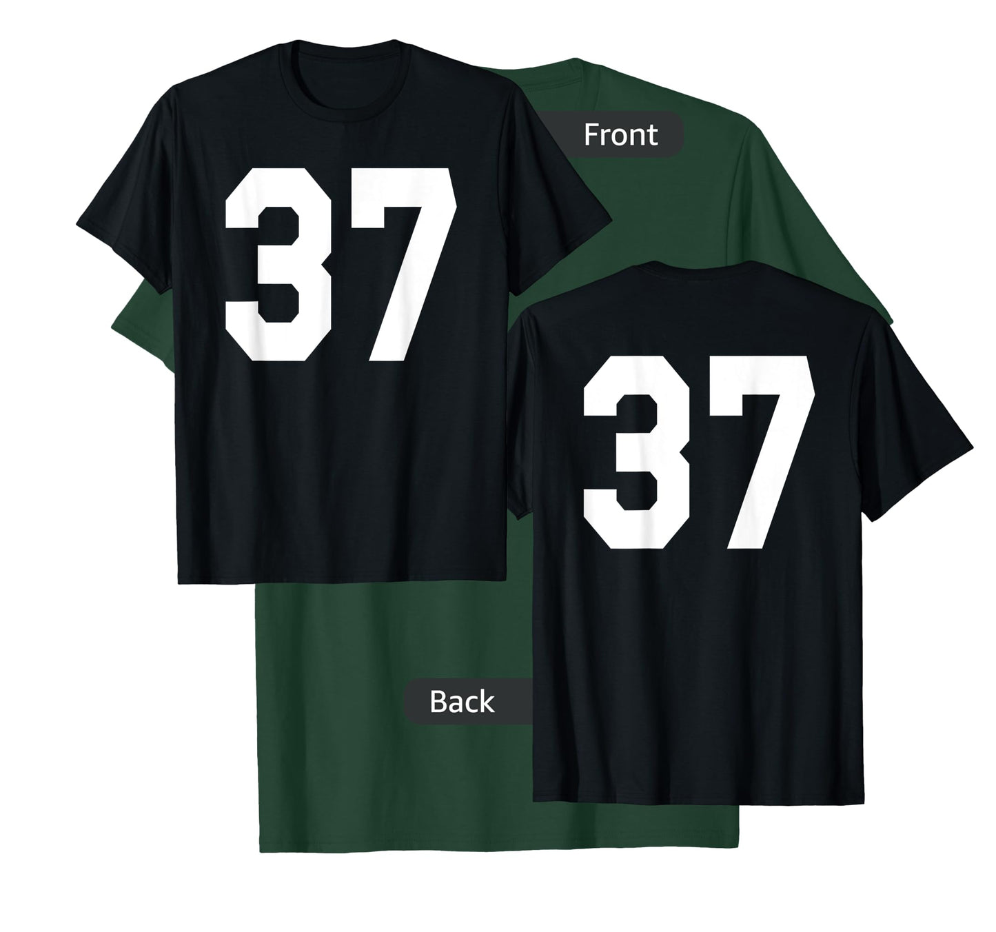 Number 37 Sports Jersey Front and Back Team Player T-Shirt