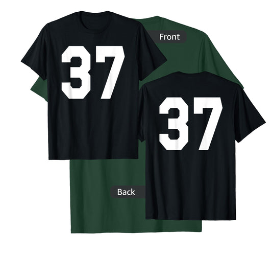 Number 37 Sports Jersey Front and Back Team Player T-Shirt