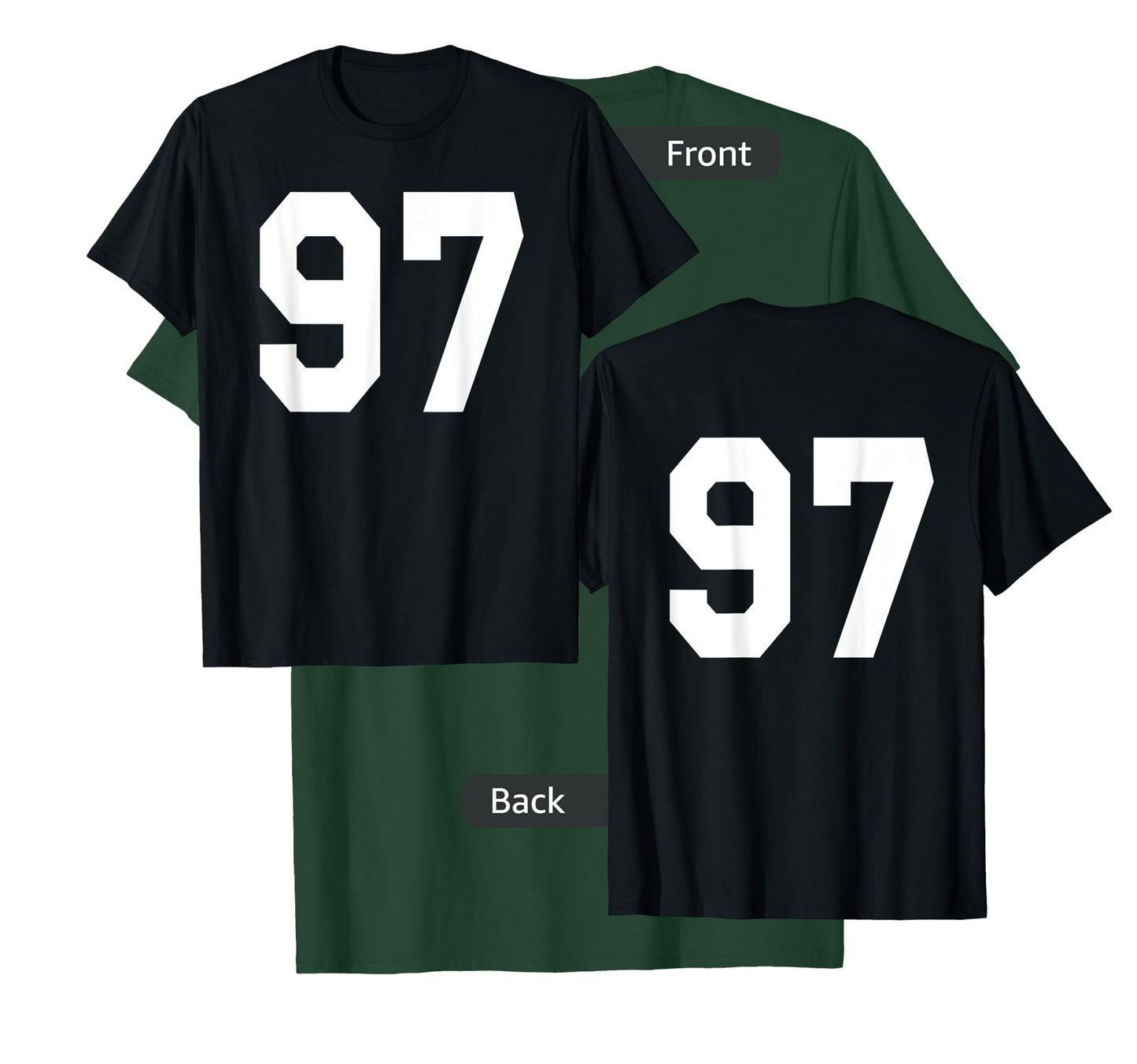 Number 97 Sports Jersey Front and Back Team Player T-Shirt
