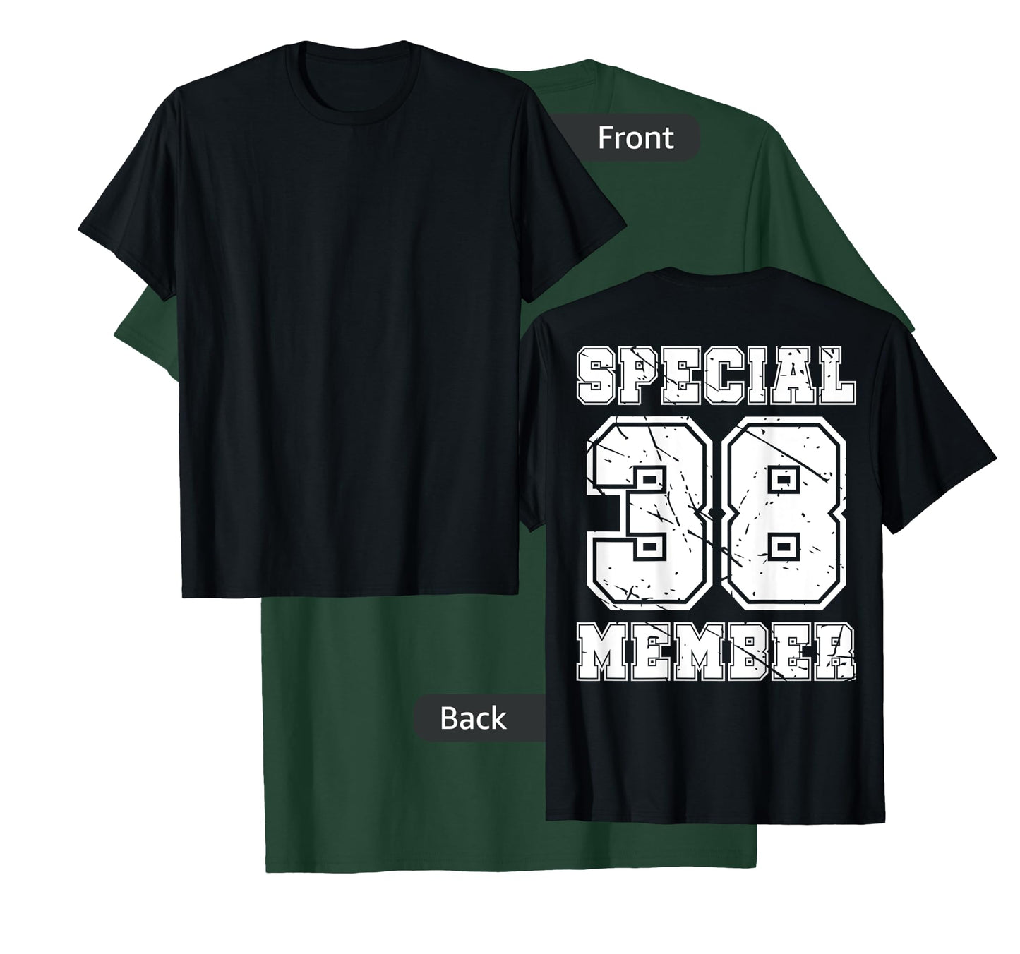 #38 Number 38 Birthday Varsity Sports Numbered backprint T-Shirt