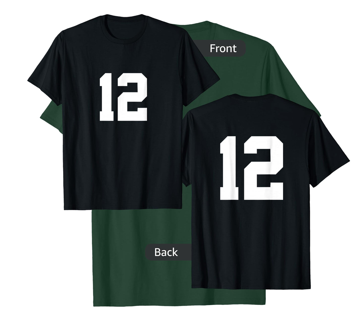 Number 12 (on Front / Back) Sports Team Jersey Number T-Shirt