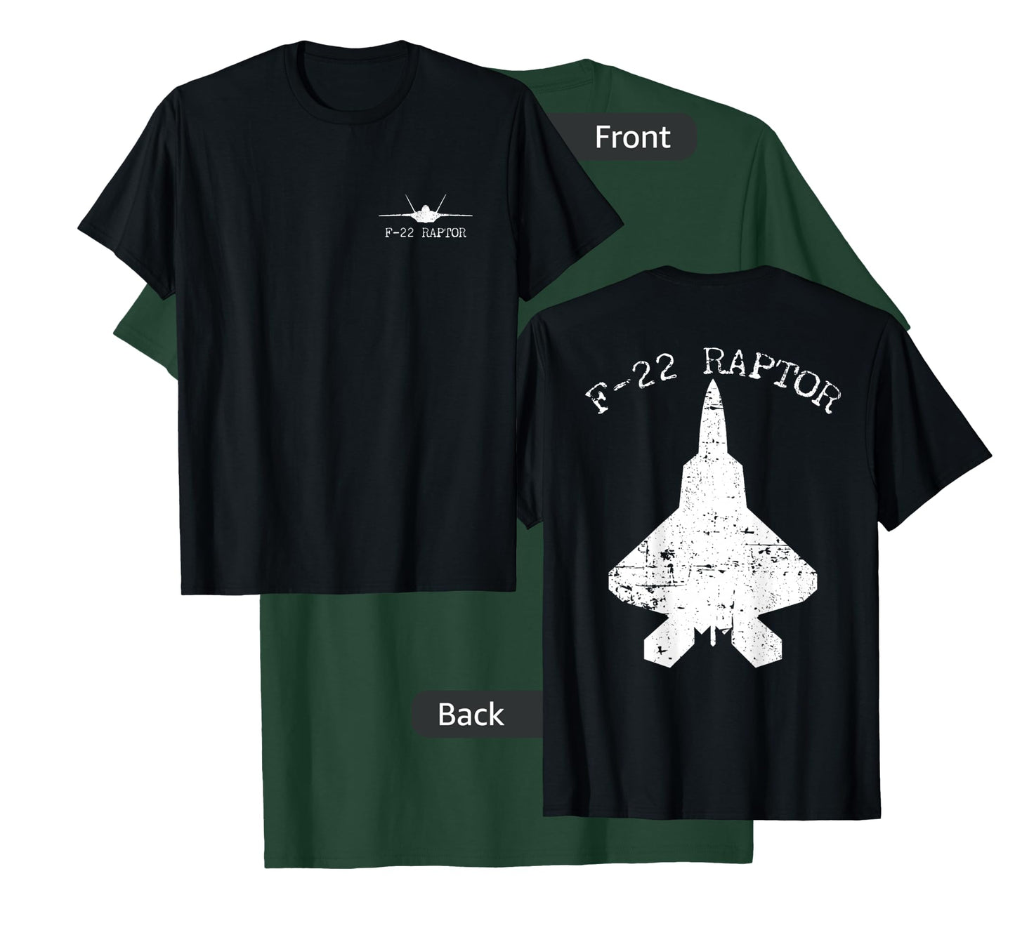 F 22 Raptor Fighter Jet Distressed Silhouette T-Shirt